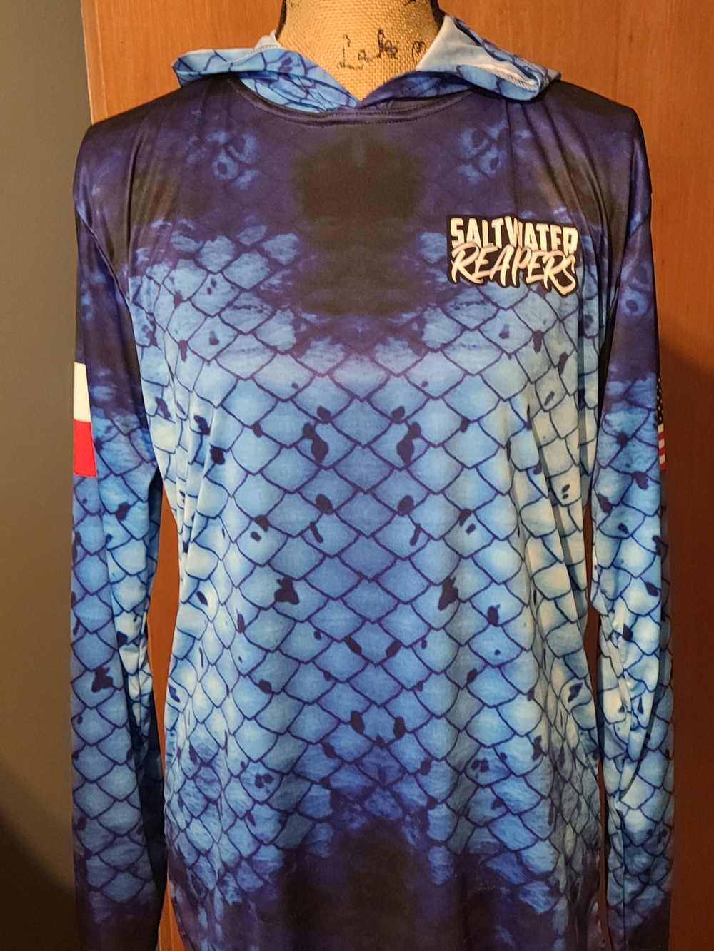 Saltwater Reapers Hooded Fishing Performance Top with Graphic Accents